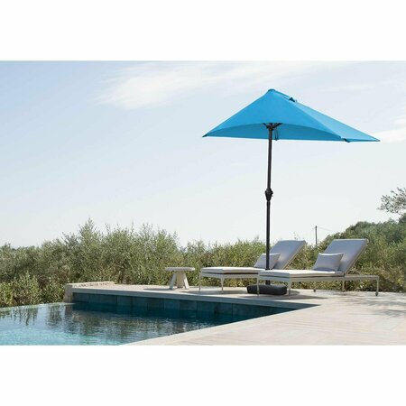 Homeroots 110 x 10 in. Blue iron Side Wall Umbrella 372308